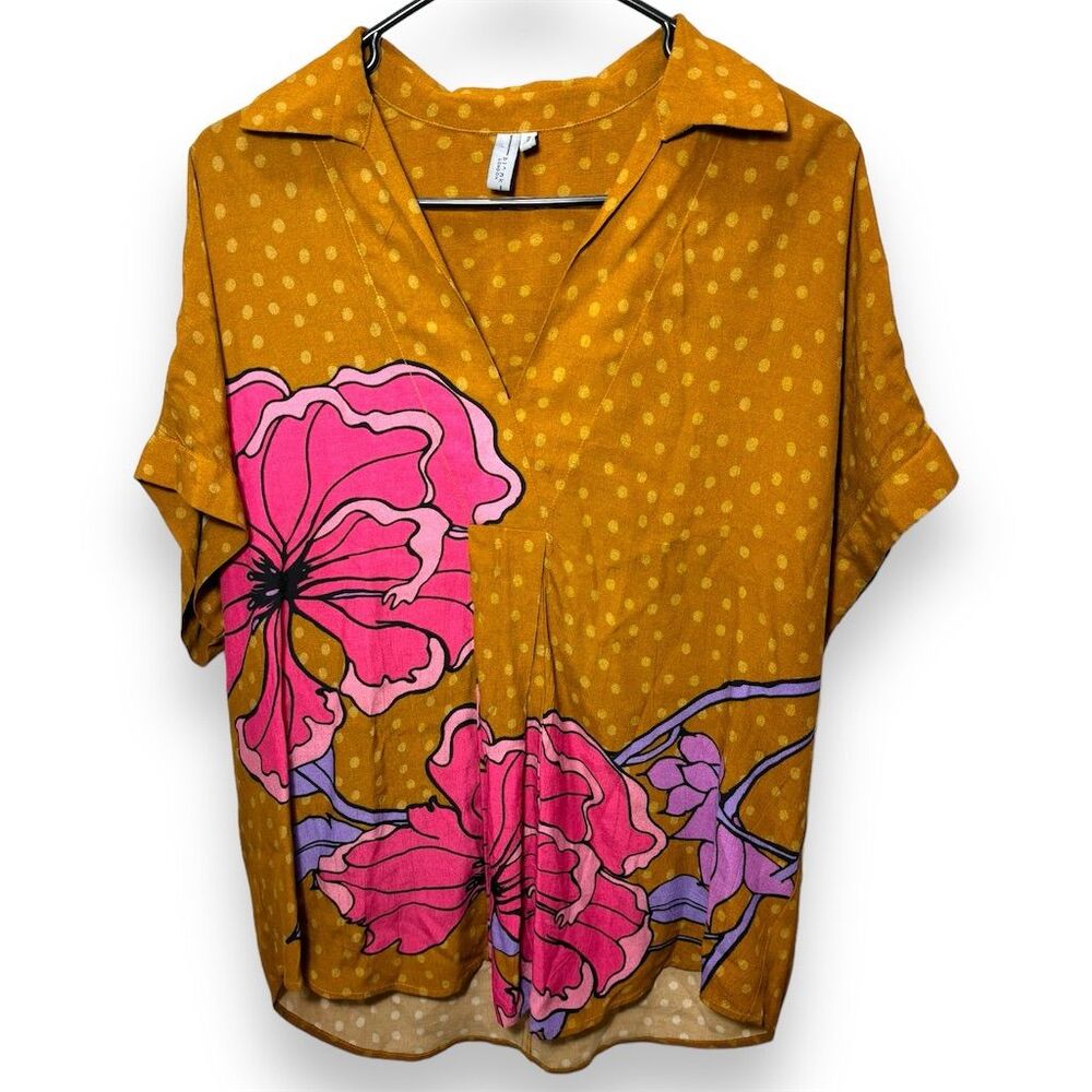 Anthropologie x Bl-nk London Floral Polka Dot Button-Up Shirt